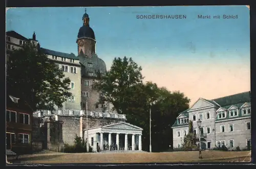AK Sondershausen / Thüringen, Markt mit Schloss
