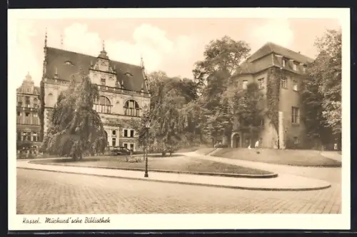 AK Kassel, Murhard`sche Bibliothek mit Vorplatz