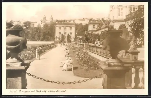AK Kassel, Karlsaue, Orangerie mit Blick auf Schöne Aussicht