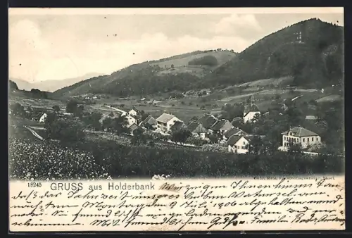 AK Holderbank /SO, Gesamtansicht mit Bergpanorama aus der Vogelschau