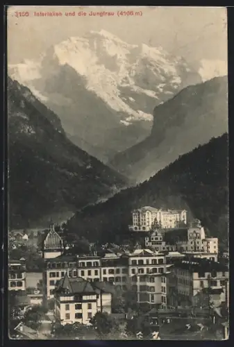 AK Interlaken, Teilansicht und die Jungfrau