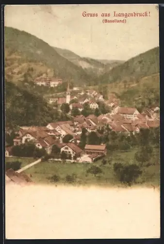 AK Langenbruck /Baselland, Teilansicht mit Bergen