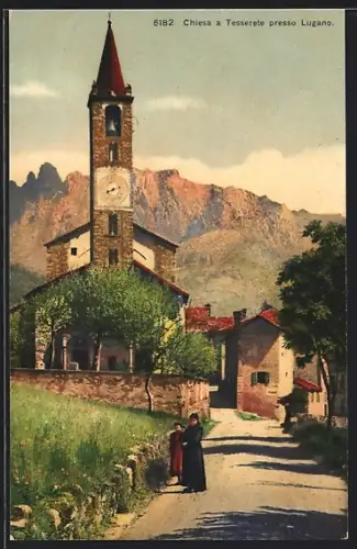AK Tesserete, Chiesa, Blick zur Kirche