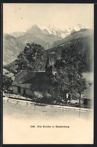 AK Beatenberg, Kirche mit Bergen