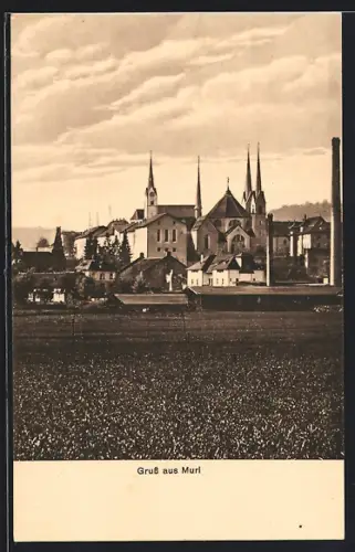 AK Muri /AG, Ortsansicht mit Kirche