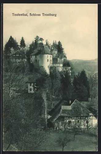 AK Teufenthal, Ortsansicht mit Schloss Trostburg