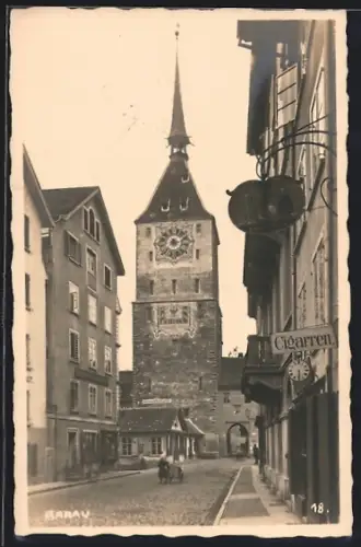 AK Aarau, Strassenpartie am Obertor mit Cigarrengeschäft