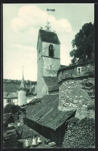 AK Brugg, Ortsansicht mit Turm