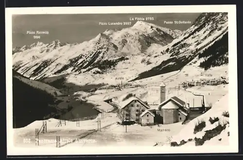 AK Madrano, Ortsansicht mit Blick nach Airolo und Valle