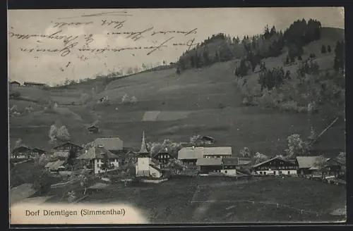 AK Diemtigen /Simmenthal, Teilansicht mit Bäumen