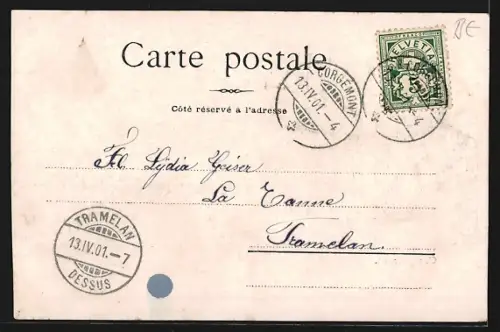 AK Corgémont, Teilansicht mit Bäumen