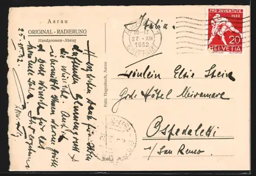 Künstler-AK Aarau, Strassenpartie am Tor mit Geschäft Hagenbuch