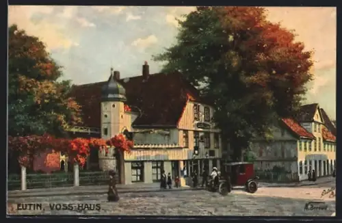 Künstler-AK Eutin, Strassenpartie am Voss-Haus