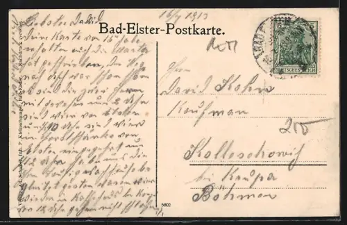 AK Bad Elster, Die Moritzquelle mit Bediensteten