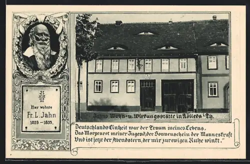 AK Kölleda i. Th., Friedrich L. Jahns Wohn- und Wirkungsstätte