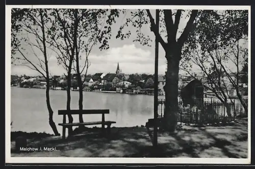 AK Malchow / Mecklenburg, Teilansicht mit Kirche
