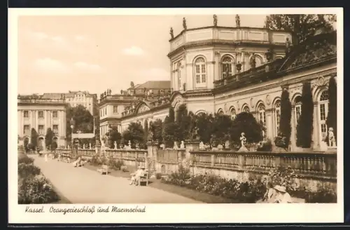 AK Kassel, Karlsaue, Orangerieschloss & Marmorbad