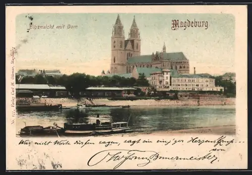 AK Magdeburg, Elbansicht mit Dom