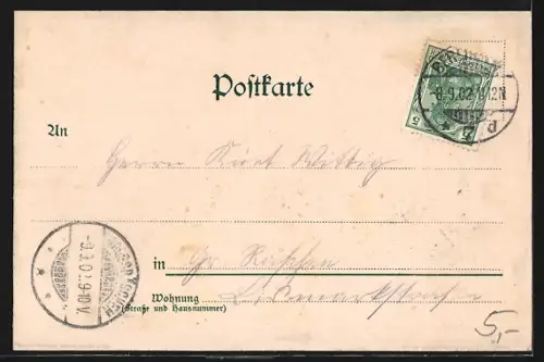 Lithographie Berlin, Palais Kaiser Wilhelm I. mit historischem Eckfenster, Auto mit Reklame für Hermann Tietz