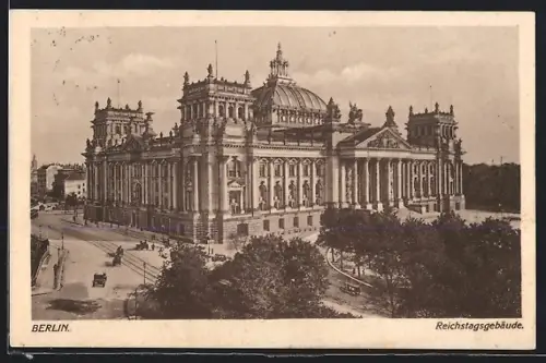 AK Berlin-Tiergarten, Blick auf das Reichstagsgebäude