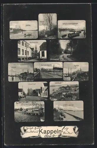 AK Kappeln / Schlei, Hafen, Kirche, Kehrwieder, Dehnthof, Kappeln, Schlei-Pavillon