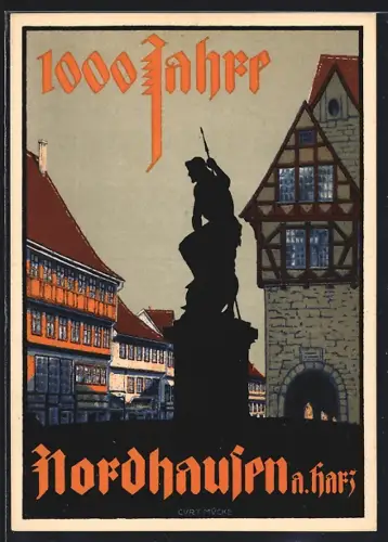 AK Nordhausen, Strassenpartie, Jahrtausendfeier, 927-1927