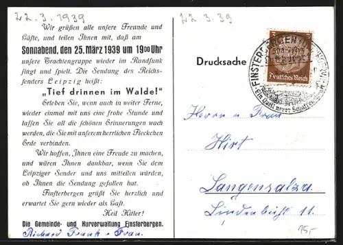 AK Finsterbergen i. Thüringer Wald, Teilansicht vom Wald aus