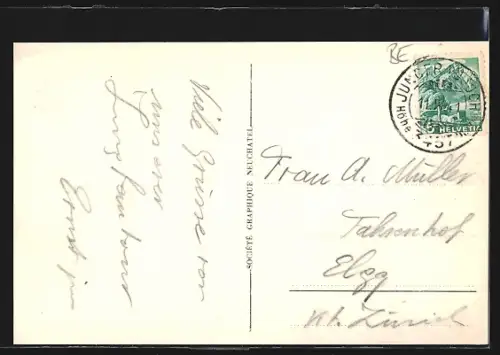 AK Jungfraujoch, Berghaus mit Aletschgletscher