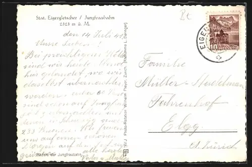 AK Eigergletscher, Station der Jungfraubahn