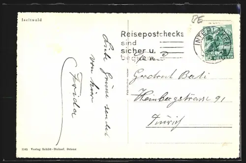 AK Iseltwald, Ortsansicht und Seepartie aus der Vogelschau