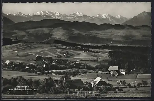 AK Heimenschwand, Ortsansicht aus der Vogelschau, Blick auf die Hochalpen