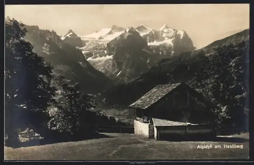 AK Brünig-Hasliberg, Alpidyll mit Berghütte