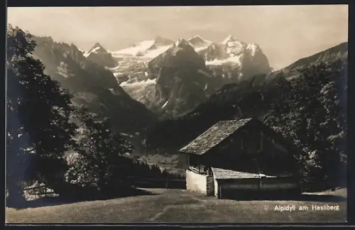AK Brünig-Hasliberg, Alpidyll mit Berghütte