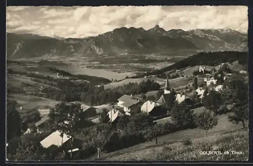 AK Goldiwil ob Thun, Ausblick auf Thunersee und Stockhornkette