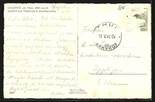 AK Goldiwil ob Thun, Ausblick auf Thunersee und Stockhornkette