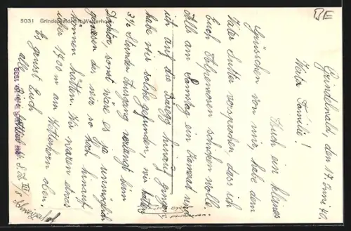 AK Grindelwald, Ortsansicht mit Wetterhorn