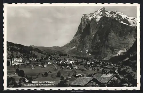 AK Grindelwald, Totalansicht mit Wetterhorn