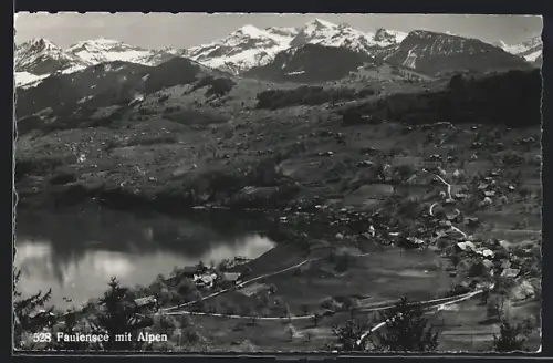 AK Faulensee /Bern, Ortsansicht mit Seepartie und Gipfelpanorama