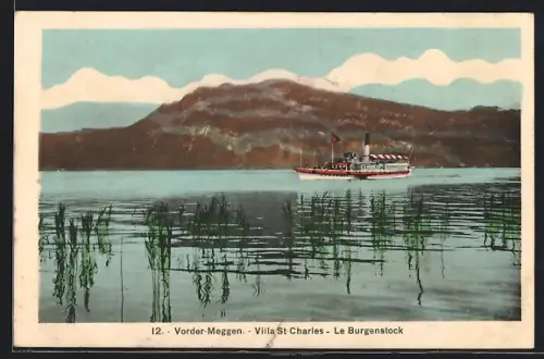 AK Vorder-Meggen, Le Burgenstock, Dampfer auf dem See