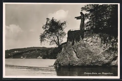 AK Meggenhorn, Christus-Statue am See