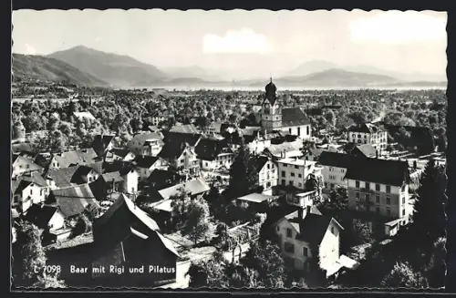 AK Baar /ZG, Ortsansicht mit Rigi und Pilatus