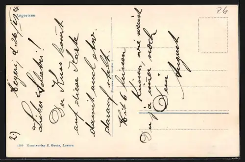 AK Unteraegeri, Totalansicht aus der Vogelschau mit Aegerisee