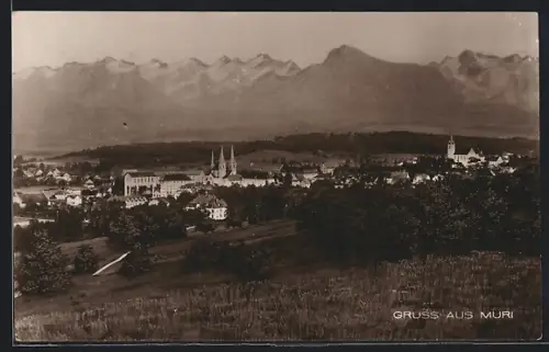 AK Muri /AG, Gesamtansicht mit Bergpanorama