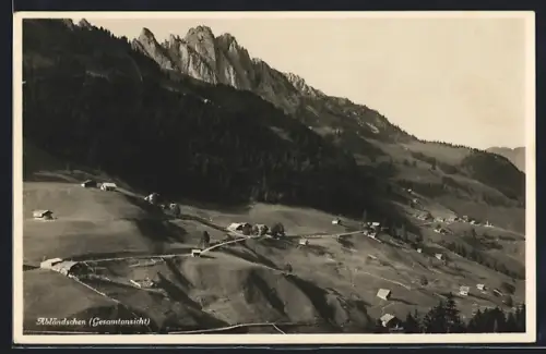 AK Abländschen, Gesamtansicht mit Bergen