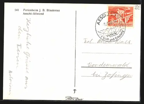 AK Aeschi b. Spiez, Allmend, Ferienheim J. B. Blaukreuz