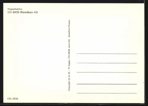 AK Rümikon, Ortsansicht aus der Vogelschau, Flugaufnahme