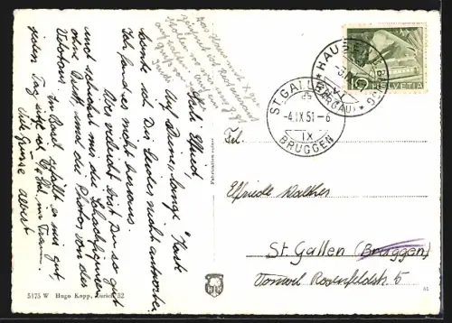 AK Hausen bei Brugg, Teilansicht mit Blumenwiese