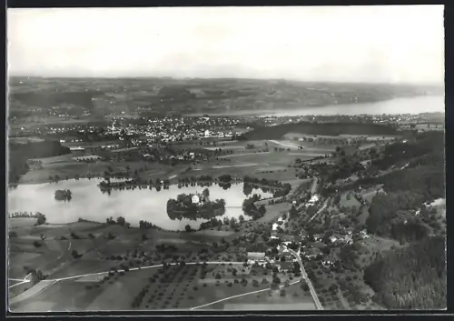 AK Sursee, Schloss Mauensee, Fliegeraufnahme