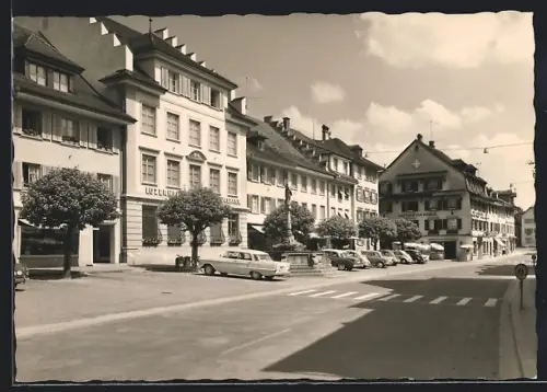 AK Sursee, Strassenpartie mit Gasthof zum Kreuz