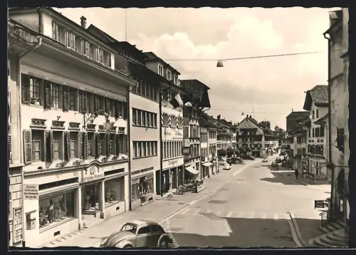 AK Sursee, Strassenpartie mit Geschäften